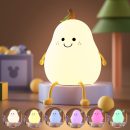 Cute  Night Light, Nursery Pear Lamps with Silicone USB Rechargeable Touch Control 7 Colors for Kids, Adults, Camping, Party Room Decor