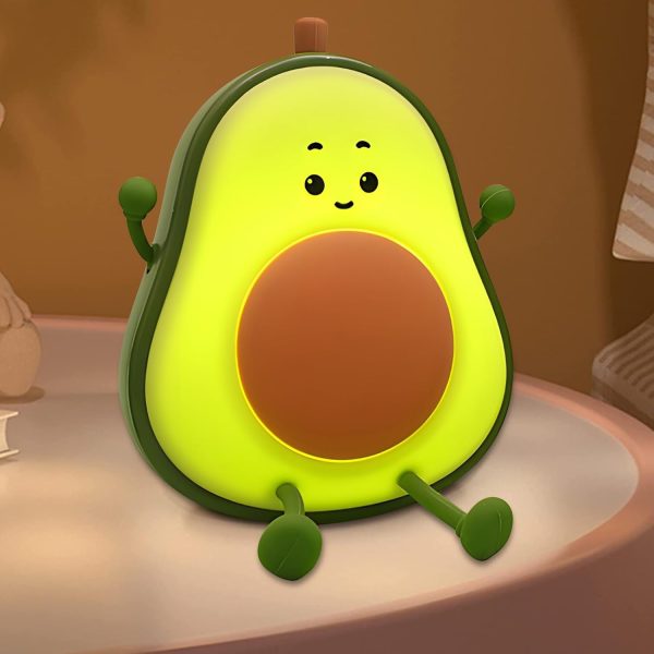 Cute Avocado Night Light for Kids - Touch Silicone Night Lamp for Bedroom Nursery Classroom Lamp Nightlight for Boys Girls Birthday Gifts, Pink