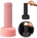 Hand-Pull Night Light, Column Night Light,Creative Silicone Charging  Bedside Night Light,1200mAh Rechargeable,Gag Practical Jokes Decorative Night Light (Black)