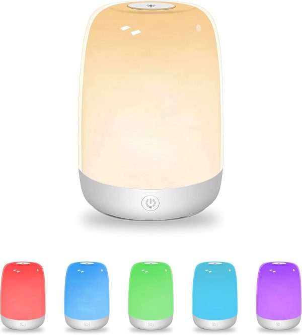 Touch Sensor Rechargeable Night Light Table Lamps for Bedrooms Dimmable Warm White Light & Color Changing Great Gift for Kids