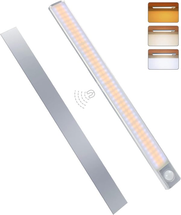 Rechargeable Under Cabinet Lights(40cm), Wireless Motion Sensor Closet Lights, 1800mAh Battery with Stepless Dimming, Magnetic Install for Wardrobe, Cupboard, Besides, Kitchen