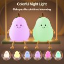 Cute  Night Light, Nursery Pear Lamps with Silicone USB Rechargeable Touch Control 7 Colors for Kids, Adults, Camping, Party Room Decor