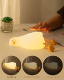 Lying Flat Duck Night Light, 3 Level Dimmable Nursery Nightlight,Cute Lamps Silicone Squishy Light Up Duck,Rechargeable Bedside Touch Lamp for Breastfeeding Toddler Baby Kids Decor