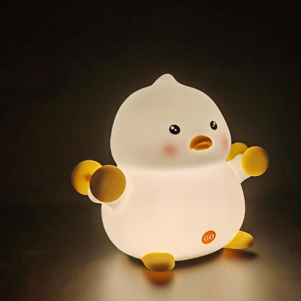 Cute Duck Night Light,  Rechargeable Squishy Novelty Animal Night Lamp, 3 Level Dimmable Silicone Touch Lamp with Timer Nightlight for Kids Girls Boys Room Baby Nursery Bedroom Decor Gifts - Image 2