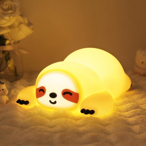 Sloth Gifts, USB Rechargeable, Cute Animal Silicone Night Light, Touch Control & Timer, Suitable for Breastfeeding, Reading, Work, Sleep for Baby, Children, Teenagers, Adults