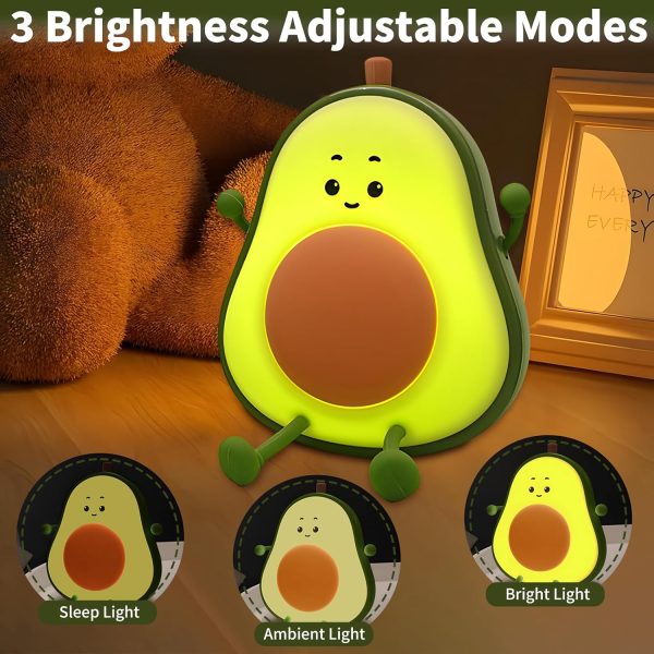 Cute Avocado Night Light for Kids - Touch Silicone Night Lamp for Bedroom Nursery Classroom Lamp Nightlight for Boys Girls Birthday Gifts, Pink - Image 2