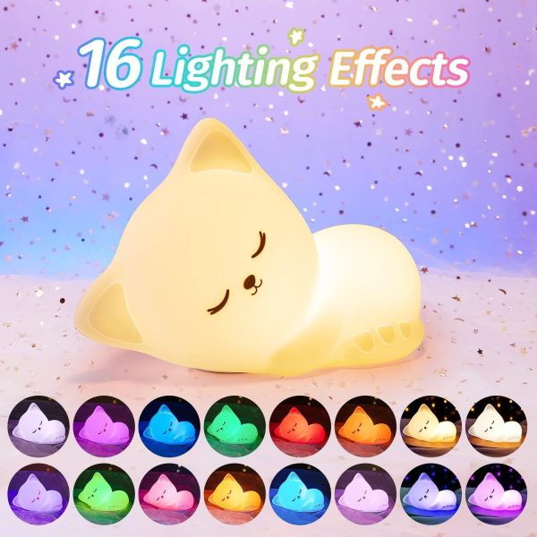 Kitty Night Light for Kids - Color Changing Baby Night Light,Portable and Rechargeable Kid Lamp, Best Gifts for Kids Baby Girls Boys Children Adult - Image 2